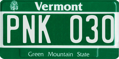 VT license plate PNK030