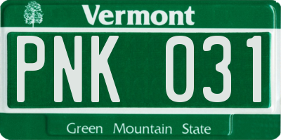 VT license plate PNK031