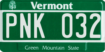 VT license plate PNK032