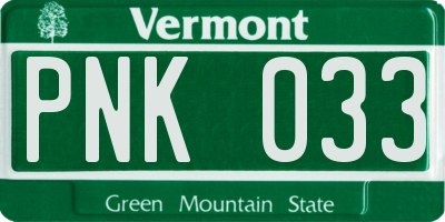 VT license plate PNK033
