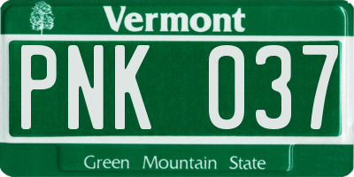 VT license plate PNK037