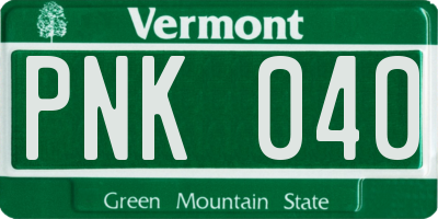 VT license plate PNK040