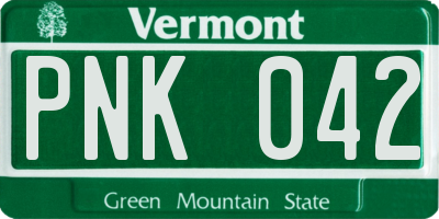 VT license plate PNK042