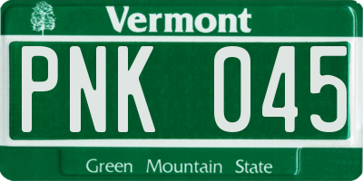 VT license plate PNK045