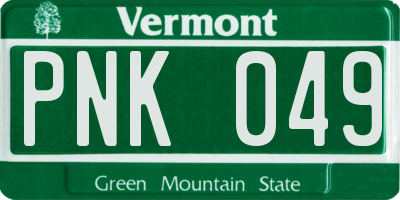 VT license plate PNK049