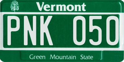 VT license plate PNK050