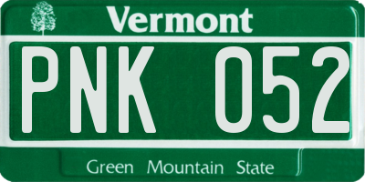 VT license plate PNK052