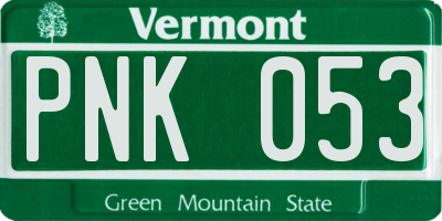 VT license plate PNK053