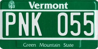 VT license plate PNK055