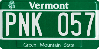 VT license plate PNK057