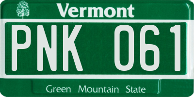VT license plate PNK061