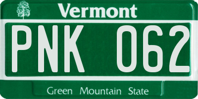 VT license plate PNK062
