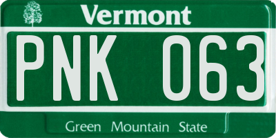 VT license plate PNK063