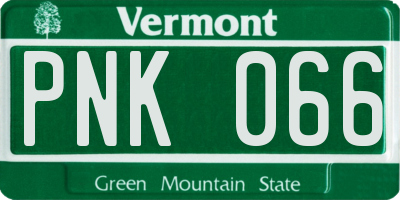 VT license plate PNK066
