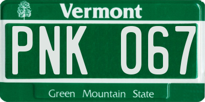 VT license plate PNK067
