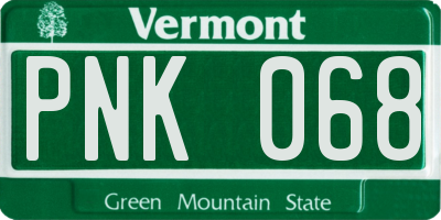 VT license plate PNK068