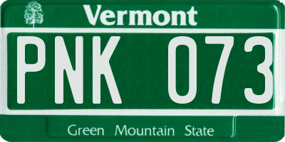 VT license plate PNK073
