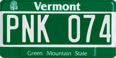 VT license plate PNK074
