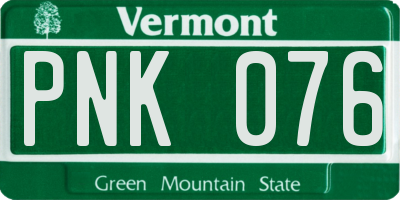 VT license plate PNK076