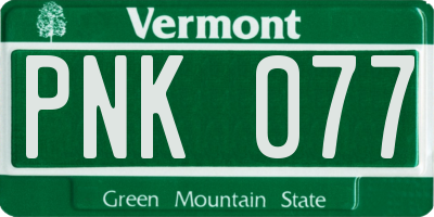 VT license plate PNK077