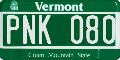 VT license plate PNK080