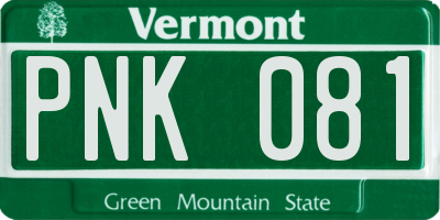 VT license plate PNK081
