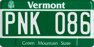 VT license plate PNK086