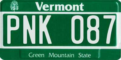 VT license plate PNK087