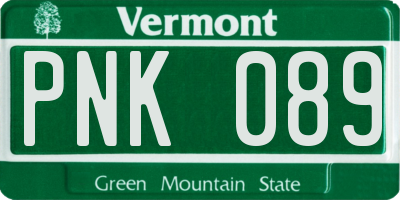 VT license plate PNK089