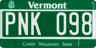 VT license plate PNK098