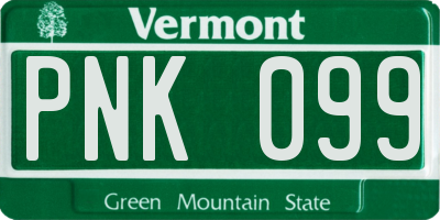 VT license plate PNK099