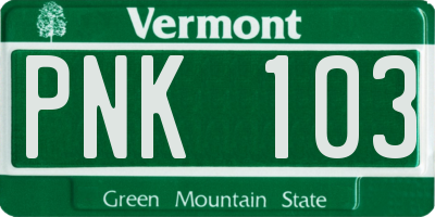 VT license plate PNK103
