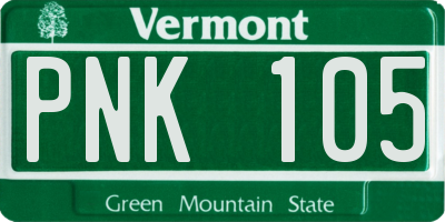 VT license plate PNK105
