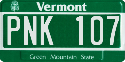 VT license plate PNK107