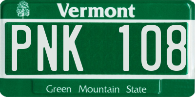 VT license plate PNK108