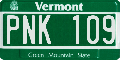 VT license plate PNK109