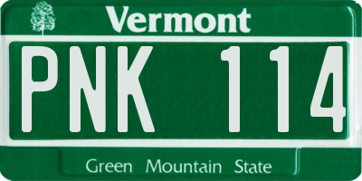 VT license plate PNK114
