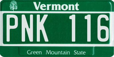 VT license plate PNK116