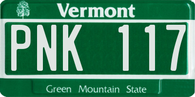 VT license plate PNK117