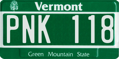 VT license plate PNK118