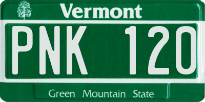 VT license plate PNK120