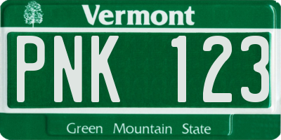 VT license plate PNK123