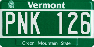 VT license plate PNK126
