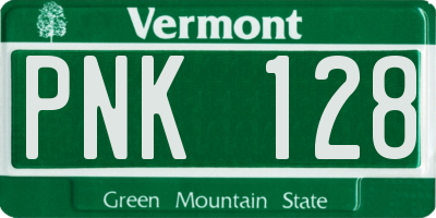 VT license plate PNK128