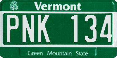 VT license plate PNK134