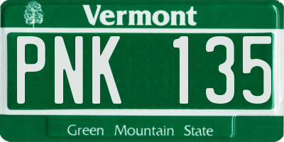 VT license plate PNK135