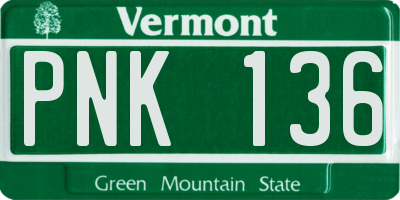 VT license plate PNK136