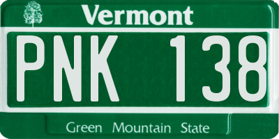 VT license plate PNK138