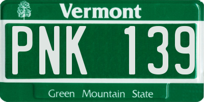 VT license plate PNK139