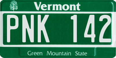 VT license plate PNK142